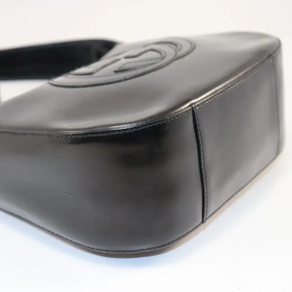 Vintage Gucci‎ Black Patent GG Logo Shoulder Bag